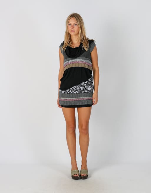 Vintage Unbranded S knitted mini dress in black, 1 of 4