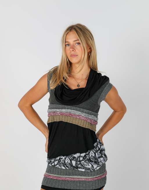 Vintage Unbranded S knitted mini dress in black, 2 of 4