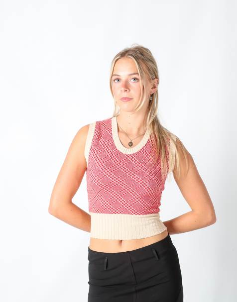 Vintage Unbranded S knitted top in beige - view 1