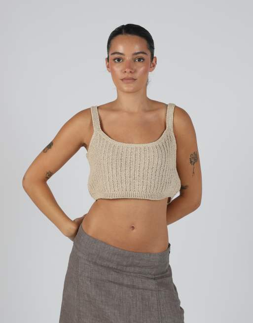 Vintage Unbranded S knitted top in beige, 3 of 4