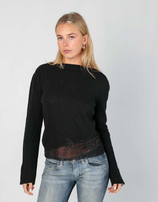 Vintage Unbranded S knitted top in black