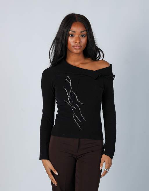 Vintage Unbranded S knitted top in black