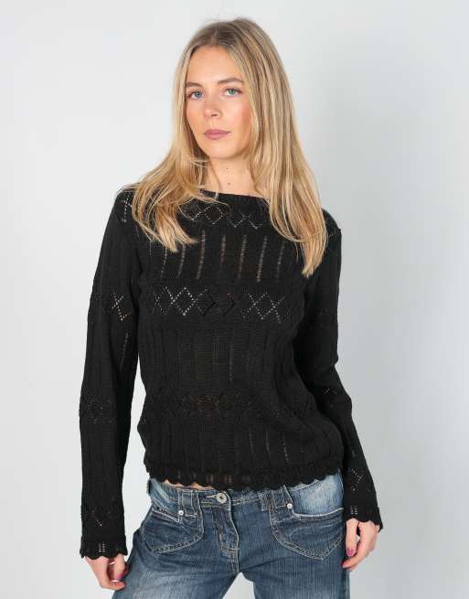 Vintage Unbranded S knitted top in black