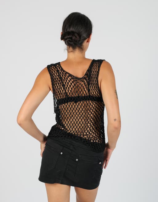 Vintage Unbranded S knitted top in black, 2 of 4