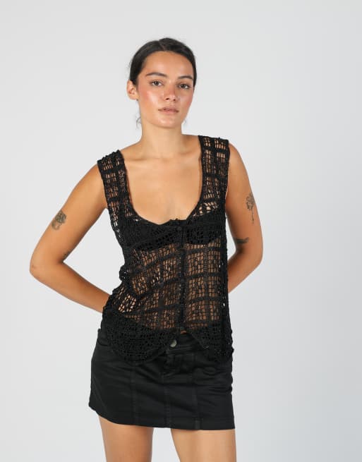 Vintage Unbranded S knitted top in black, 3 of 4