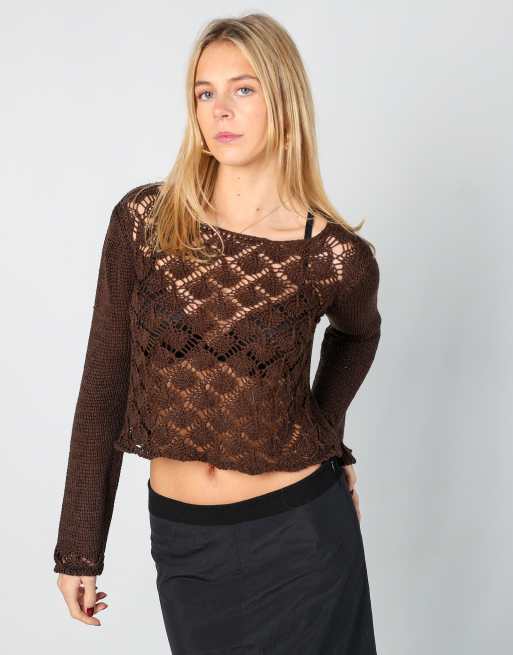 Vintage Unbranded S knitted top in brown