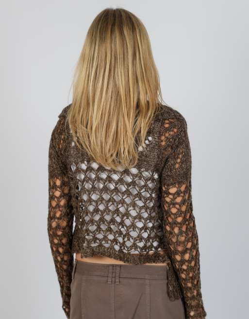Vintage Unbranded S knitted top in brown, 2 of 4
