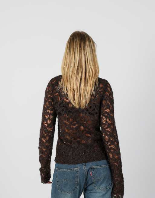 Vintage Unbranded S knitted top in brown, 2 of 4
