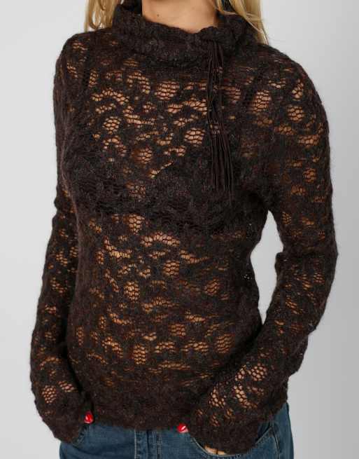Vintage Unbranded S knitted top in brown, 4 of 4