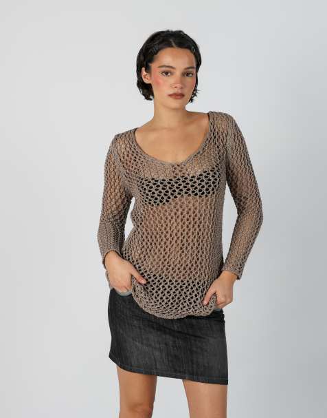 Vintage Unbranded S knitted top in brown - view 1