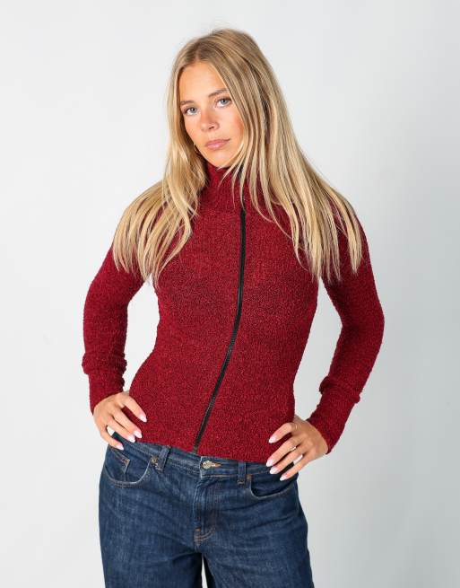 Vintage Unbranded S knitted top in burgundy red