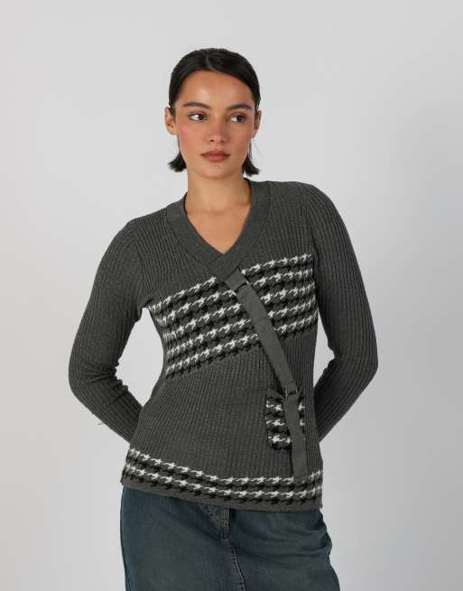 Vintage Unbranded S knitted top in charcoal grey, 1 of 4