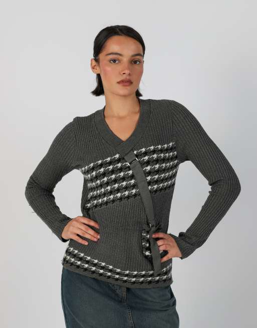 Vintage Unbranded S knitted top in charcoal grey, 3 of 4