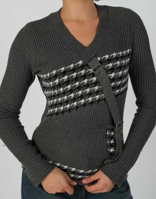 Vintage Unbranded S knitted top in charcoal grey, 4 of 4