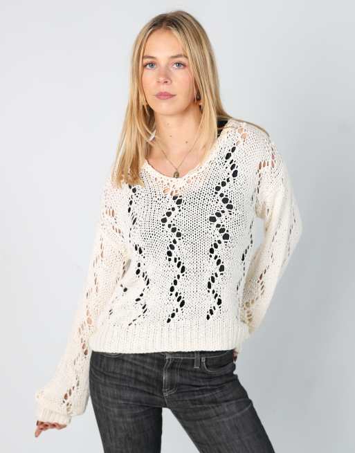 Vintage Unbranded S knitted top in cream