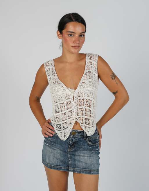 Vintage Unbranded S knitted top in cream
