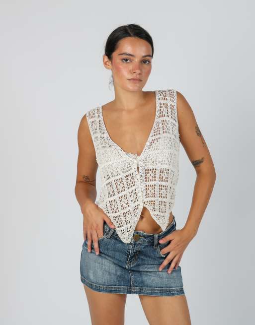 Vintage Unbranded S knitted top in cream, 3 of 4