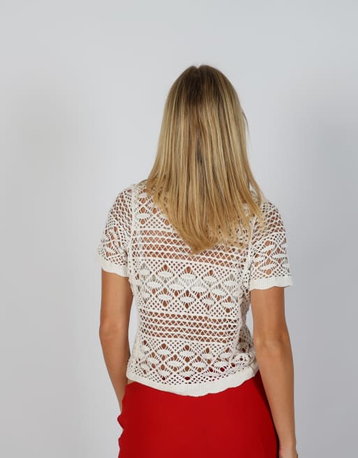 Vintage Unbranded S knitted top in cream, 2 of 4