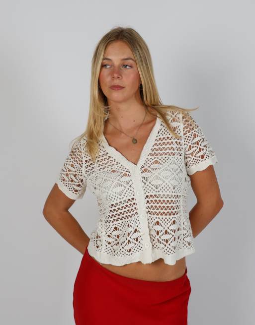 Vintage Unbranded S knitted top in cream, 3 of 4