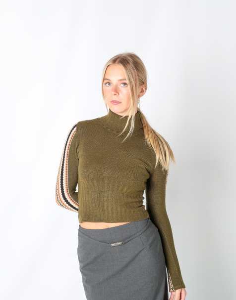 Vintage Unbranded S knitted top in dark green - view 1