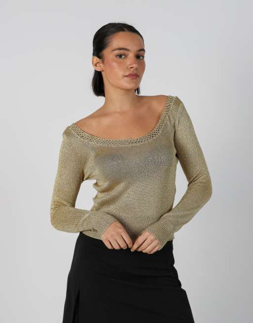 Vintage Unbranded S knitted top in gold, 1 of 4