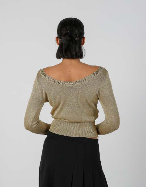 Vintage Unbranded S knitted top in gold, 2 of 4