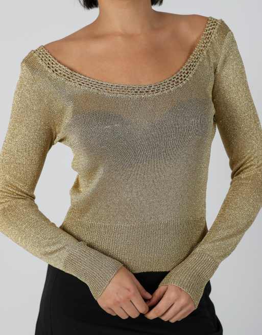 Vintage Unbranded S knitted top in gold, 4 of 4