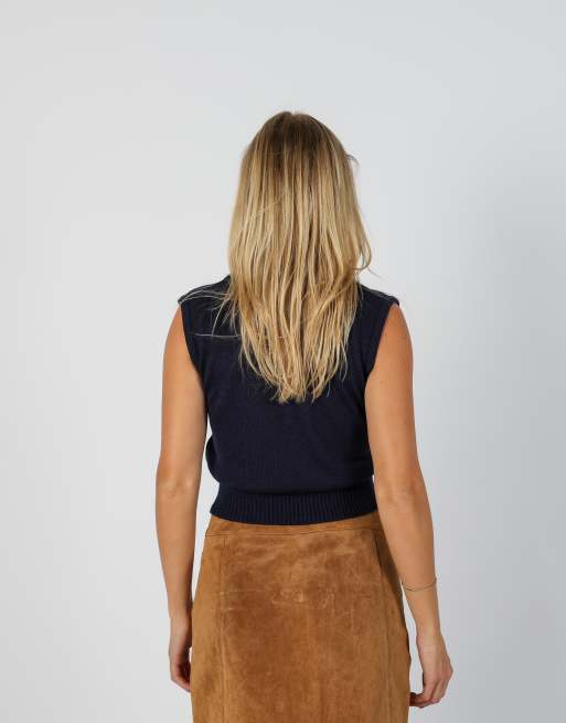 Vintage Unbranded S knitted top in navy blue, 2 of 4
