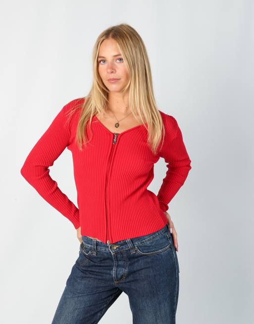 Vintage Unbranded S knitted top in red