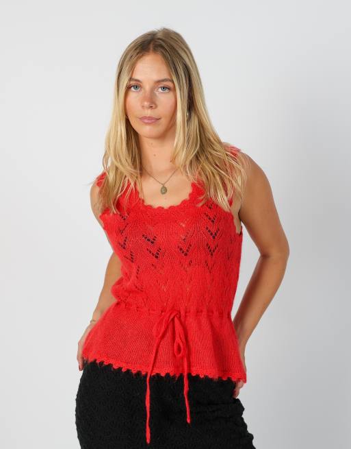 Vintage Unbranded S knitted top in red, 1 of 4