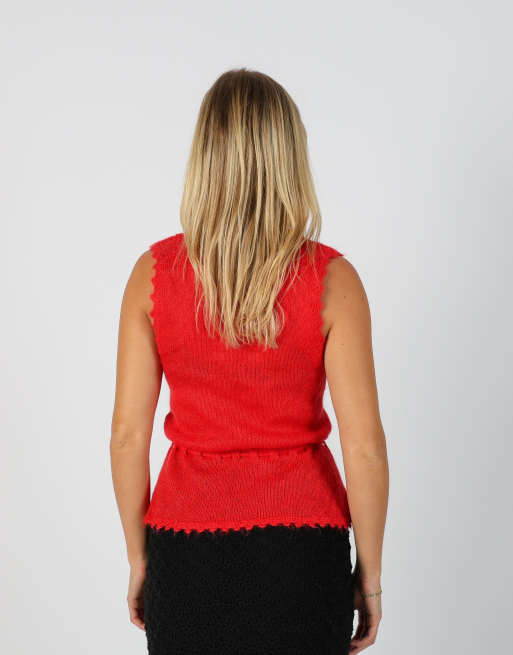 Vintage Unbranded S knitted top in red, 2 of 4