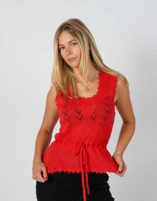 Vintage Unbranded S knitted top in red, 3 of 4