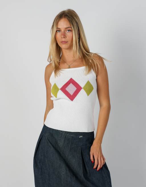 Vintage Unbranded S knitted top in white, 3 of 4