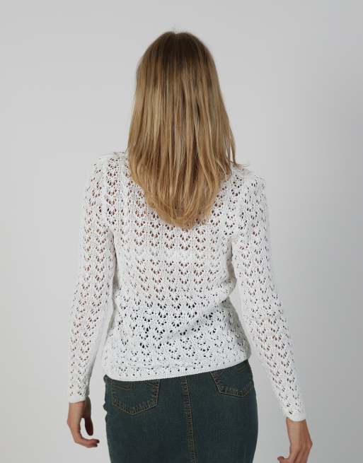 Vintage Unbranded S knitted top in white, 2 of 4