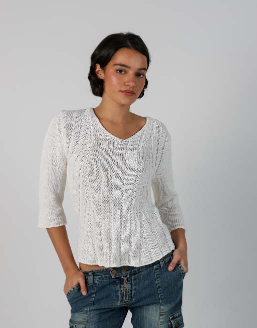 Vintage Unbranded S knitted top in white, 1 of 4