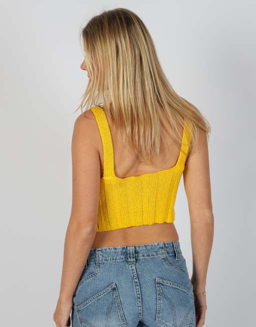 Vintage Unbranded S knitted top in yellow, 2 of 4