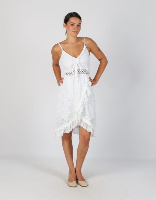 Vintage Unbranded S lace midi dress in white
