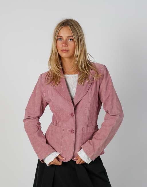 Vintage Unbranded S leather jacket in baby pink, 1 of 4