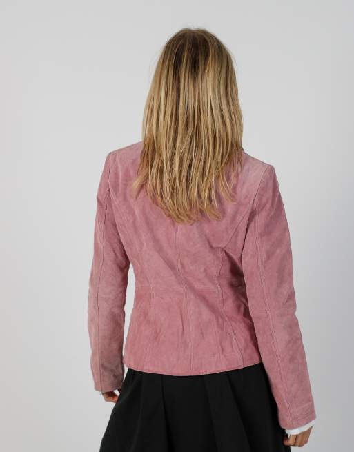Vintage Unbranded S leather jacket in baby pink, 2 of 4