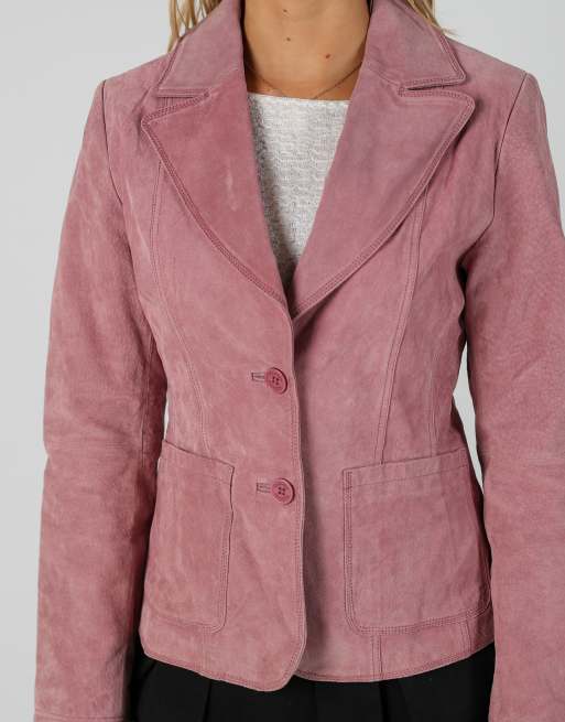 Vintage Unbranded S leather jacket in baby pink, 4 of 4