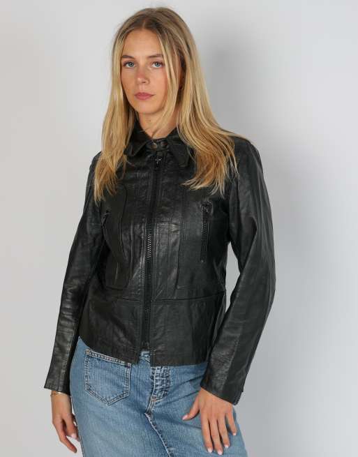 Vintage Unbranded S leather jacket in black