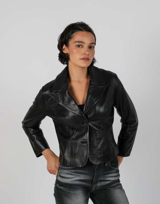 Vintage Unbranded S leather jacket in black, 2 of 4