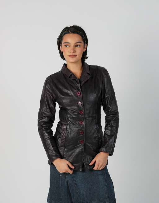 Vintage Unbranded S leather jacket in purple, 1 of 4
