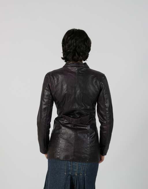 Vintage Unbranded S leather jacket in purple, 4 of 4