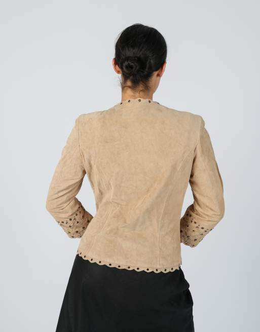 Vintage Unbranded S leather jacket in tan, 2 of 4