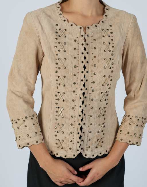 Vintage Unbranded S leather jacket in tan, 4 of 4