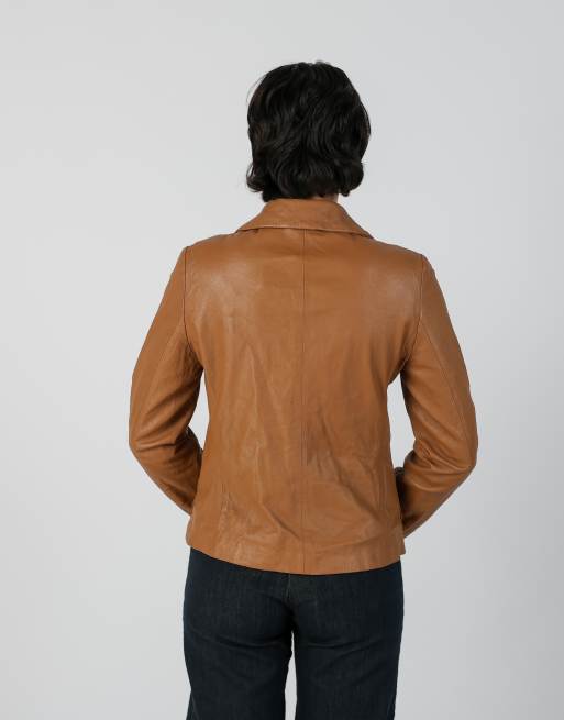 Vintage Unbranded S leather jacket in tan, 2 of 4