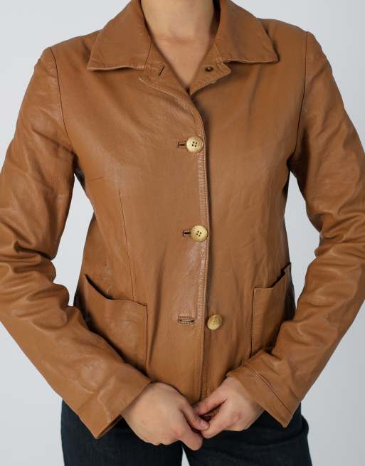 Vintage Unbranded S leather jacket in tan, 4 of 4