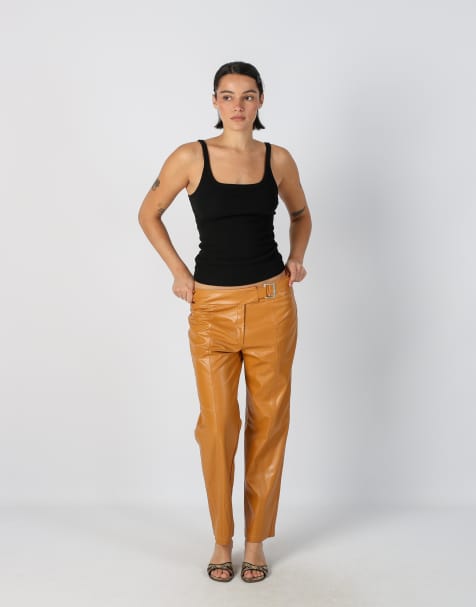 Vintage Unbranded S leather trousers in tan - view 1