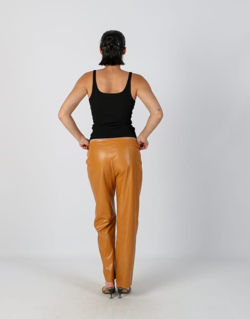 Vintage Unbranded S leather trousers in tan, 3 of 4